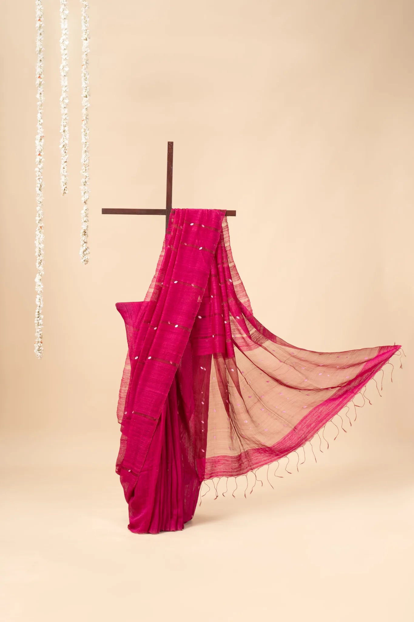Magenta Gini Matka Silk Saree